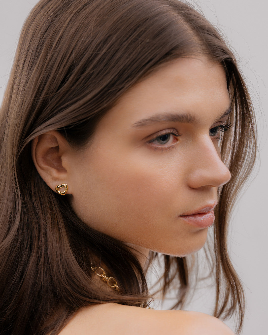 Aretes Corazón Doble Oro