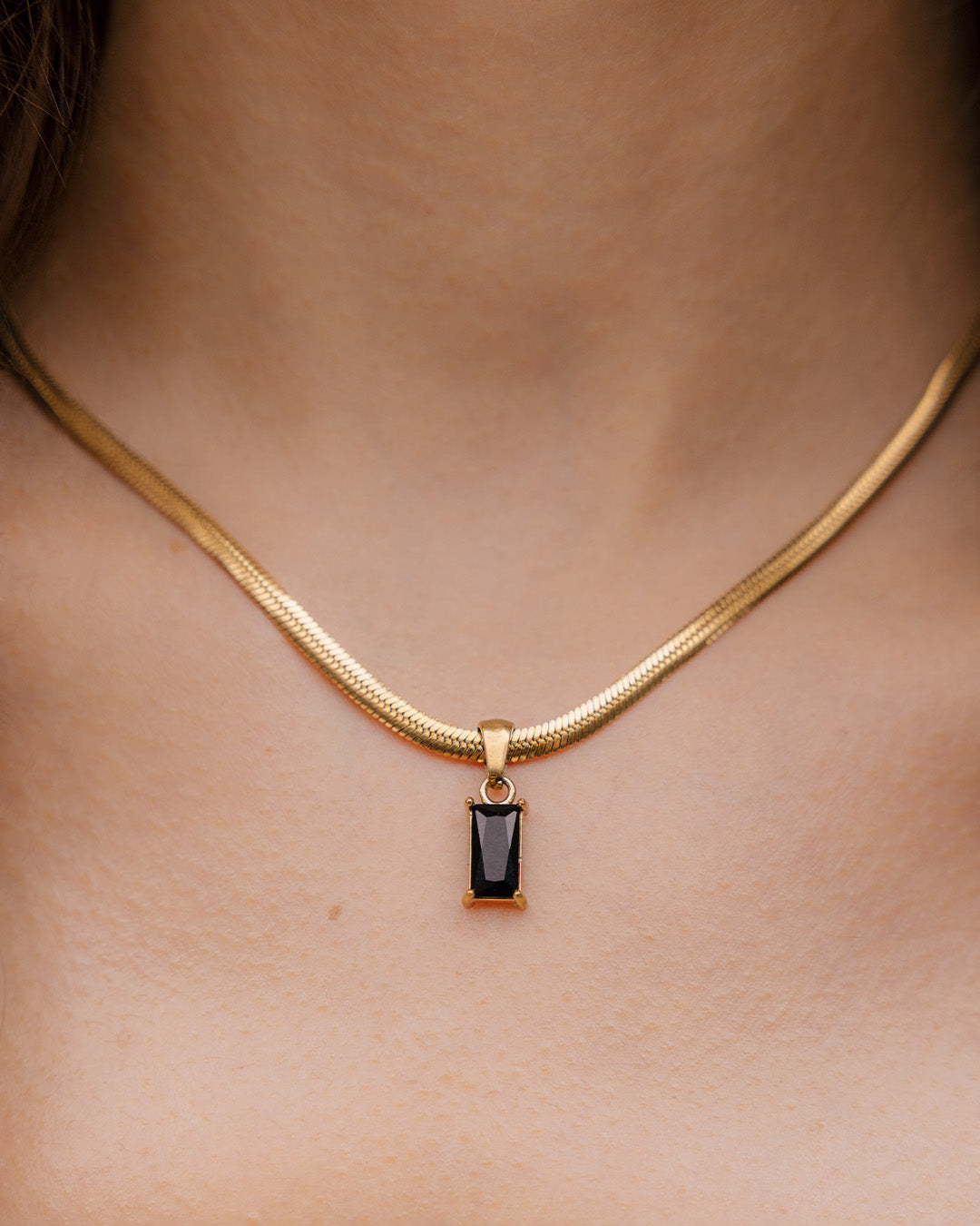 Collar Dije Piedra Obsidiana - Acero Inoxidable