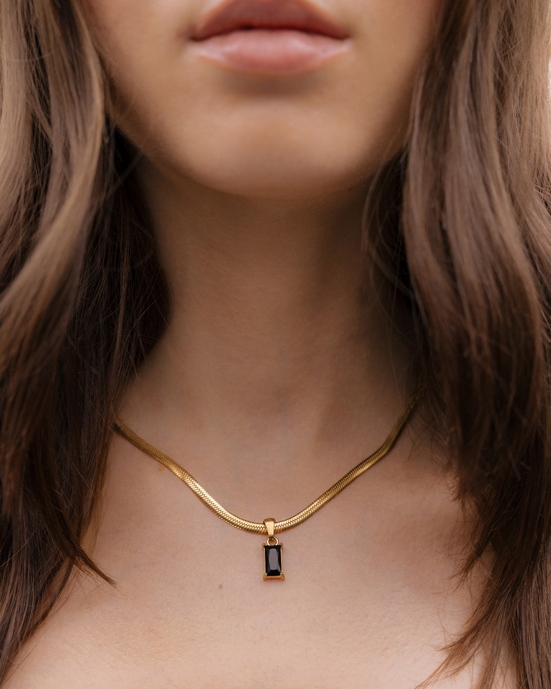 Collar Dije Piedra Obsidiana - Acero Inoxidable