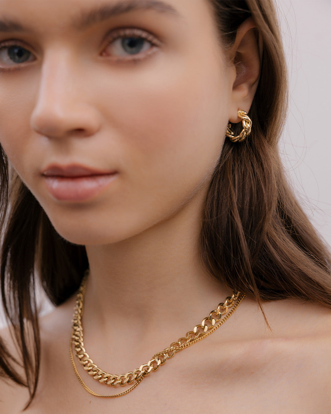 Collar Doble Cadena Eslabones - Acero Inoxidable