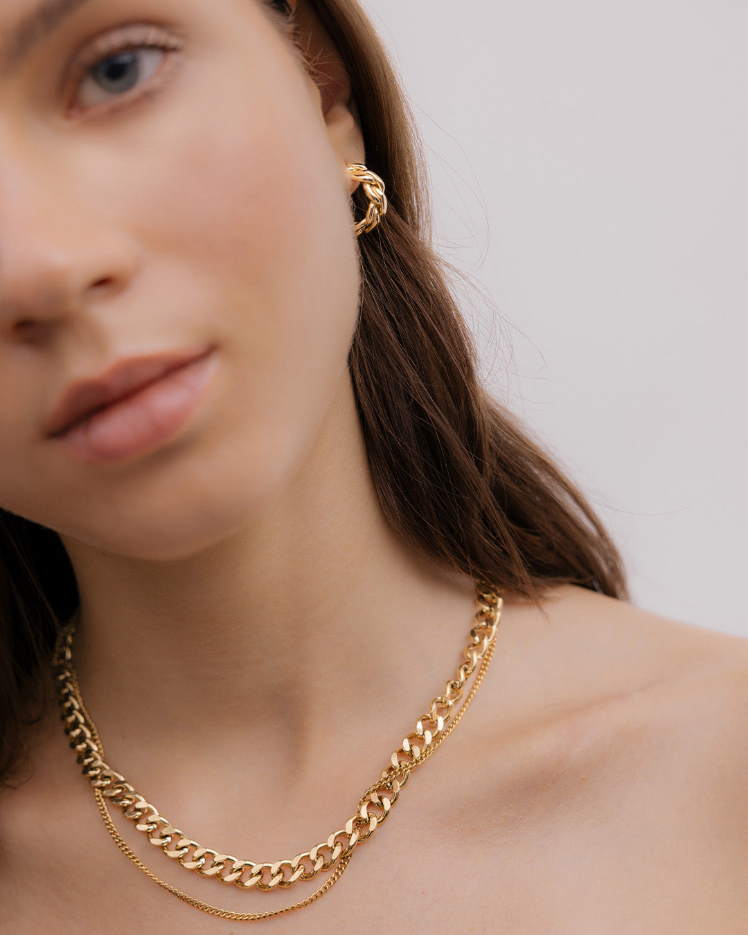 Collar Doble Cadena Eslabones - Acero Inoxidable