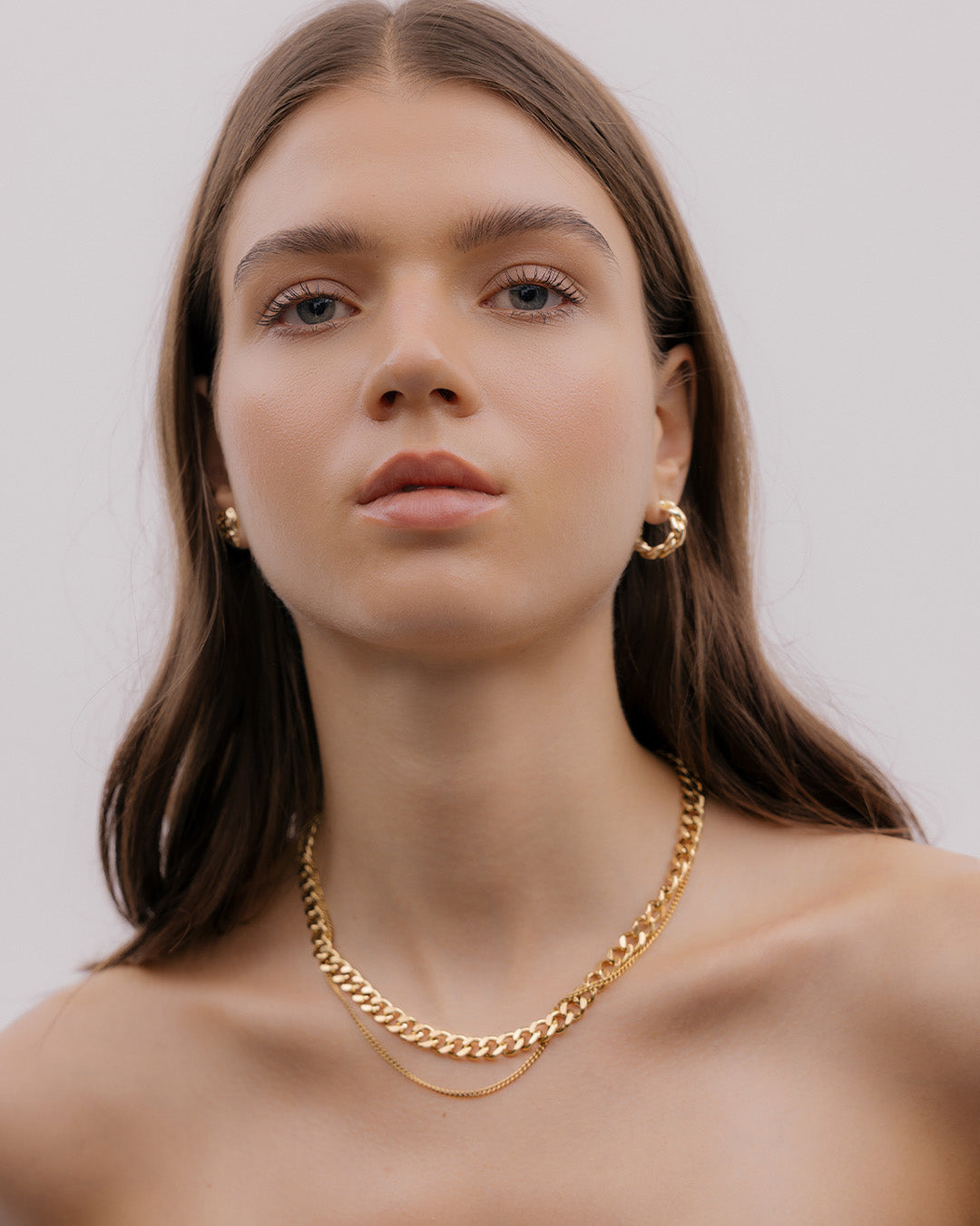 Collar Doble Cadena Eslabones - Acero Inoxidable