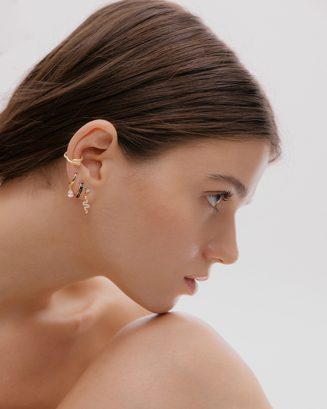 Set de Aretes Solitarios Serpiente