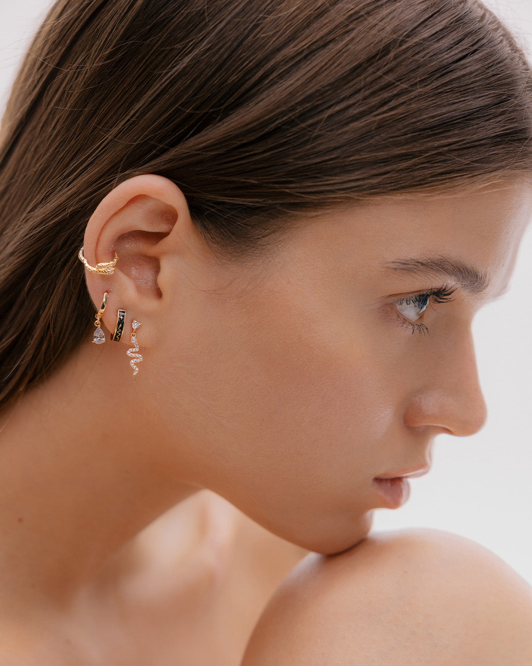 Set de Aretes Solitarios Serpiente