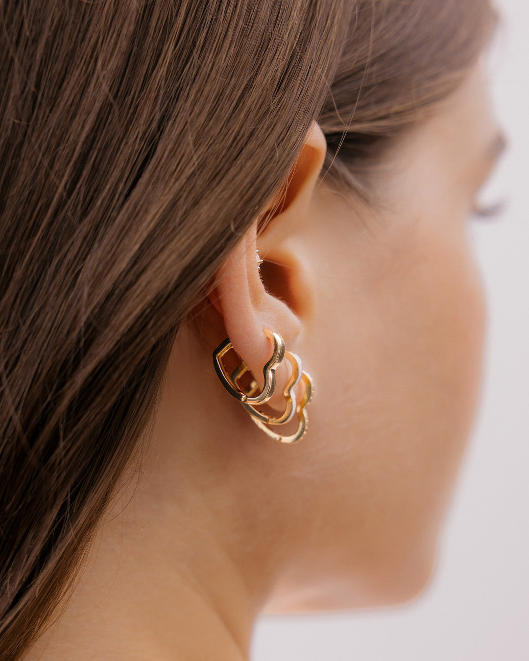 Set X3 Candongas Corazón Liso Oro