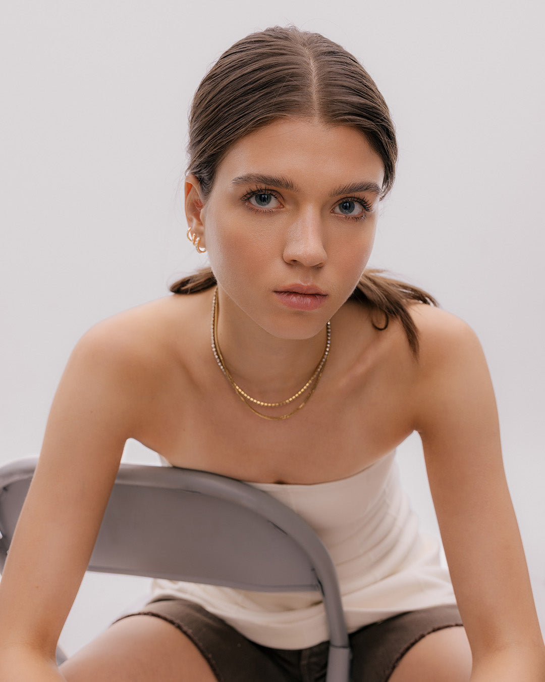 Collar Doble Tennis Oro - Acero Inoxidable