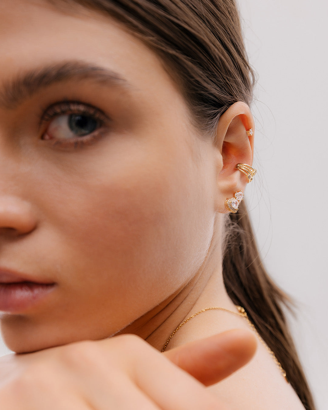 Set X3 Aretes Corazón Cristal