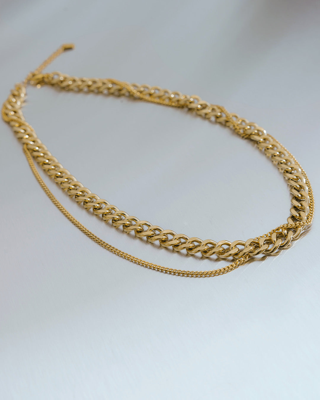 Collar Doble Cadena Eslabones - Acero Inoxidable