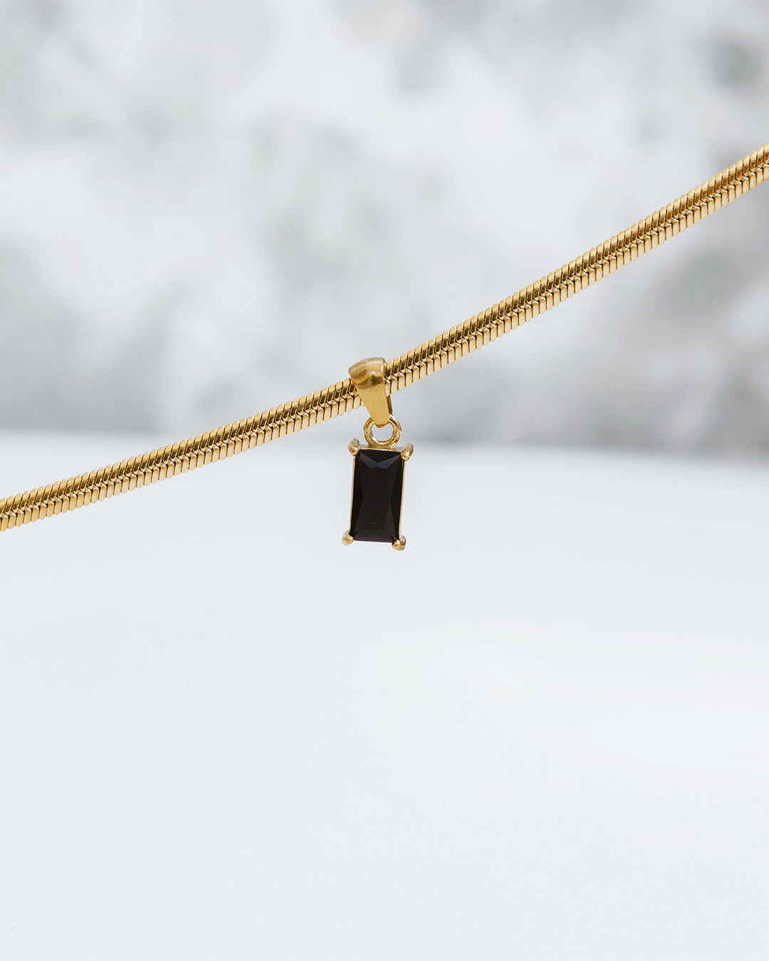 Collar Dije Piedra Obsidiana - Acero Inoxidable