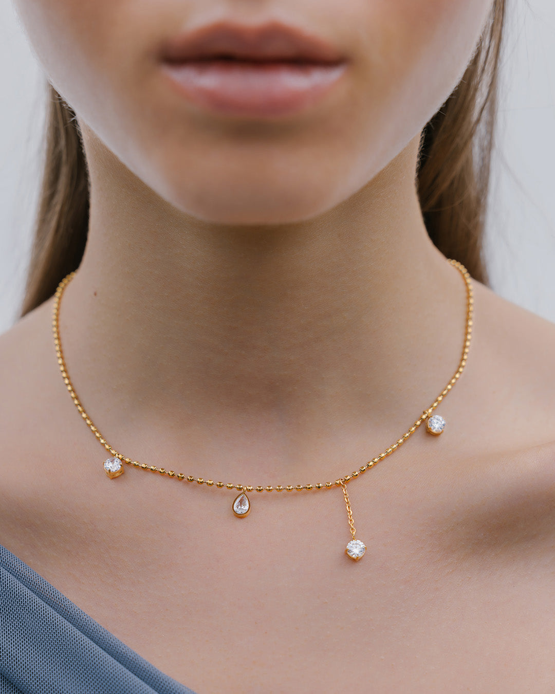 Collar 4 Cristales - Acero Inoxidable