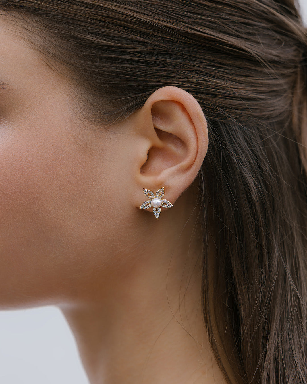 Aretes Flor Cristales