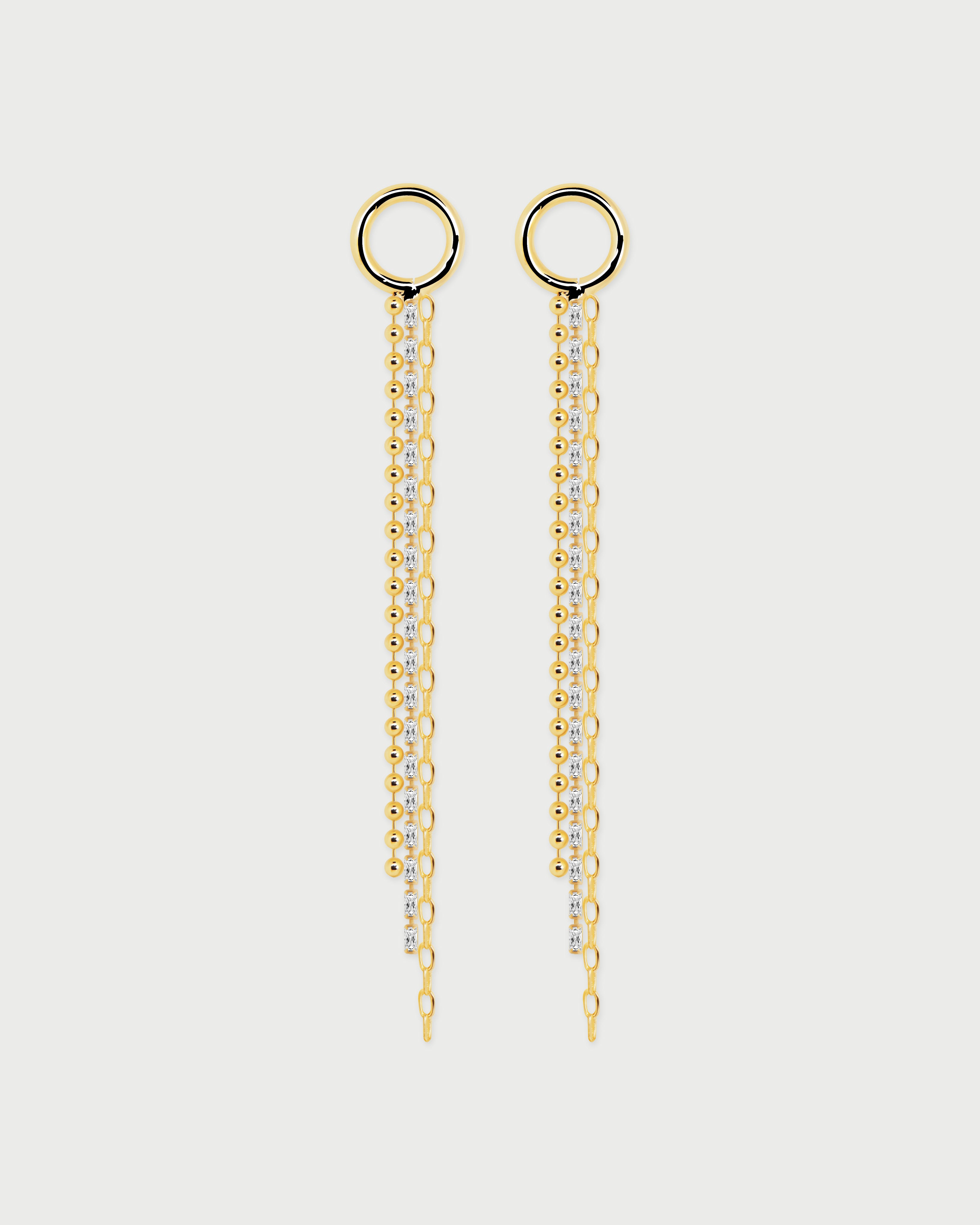 Aretes Largos Cristales y Cadena