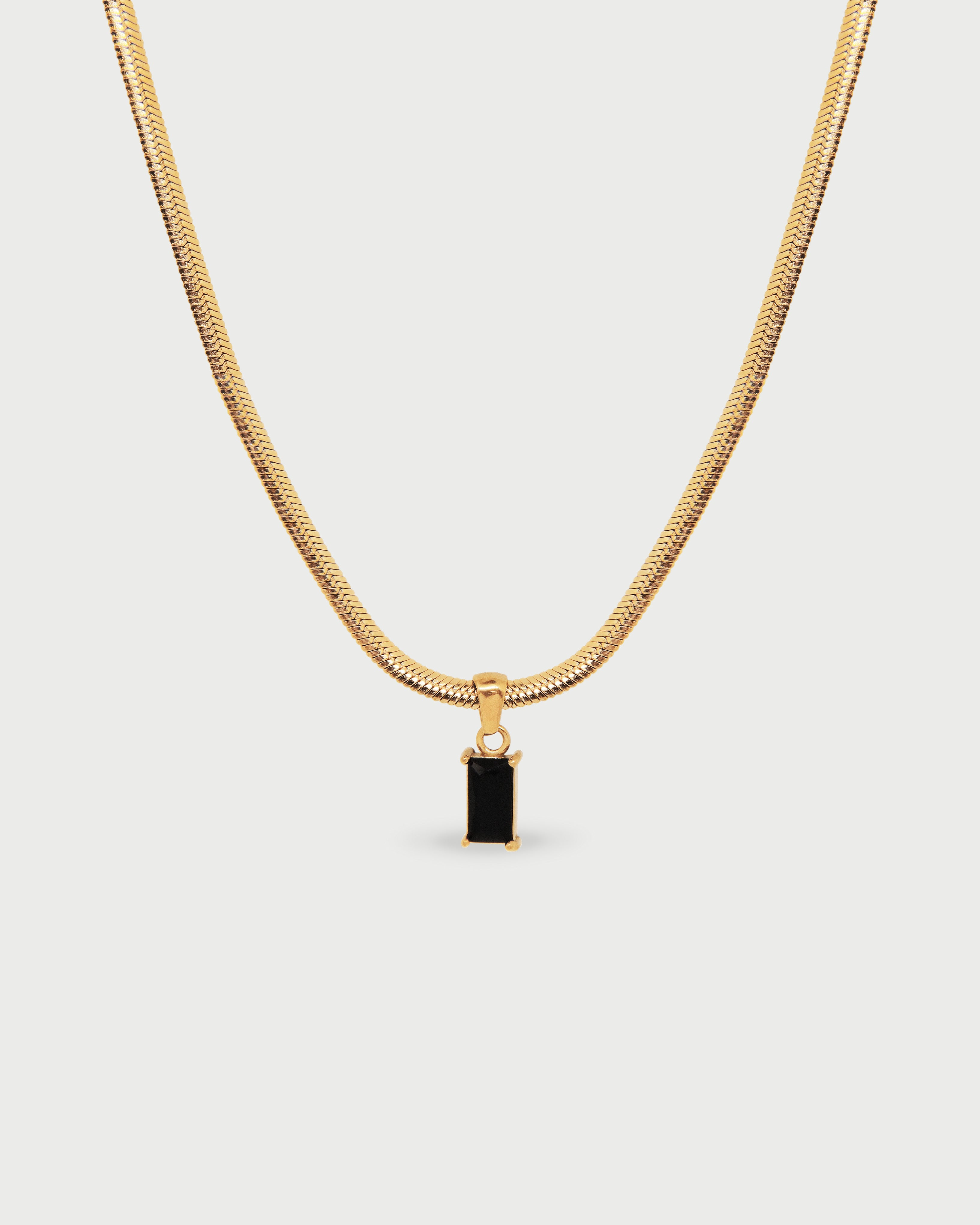 Collar Dije Piedra Obsidiana - Acero Inoxidable