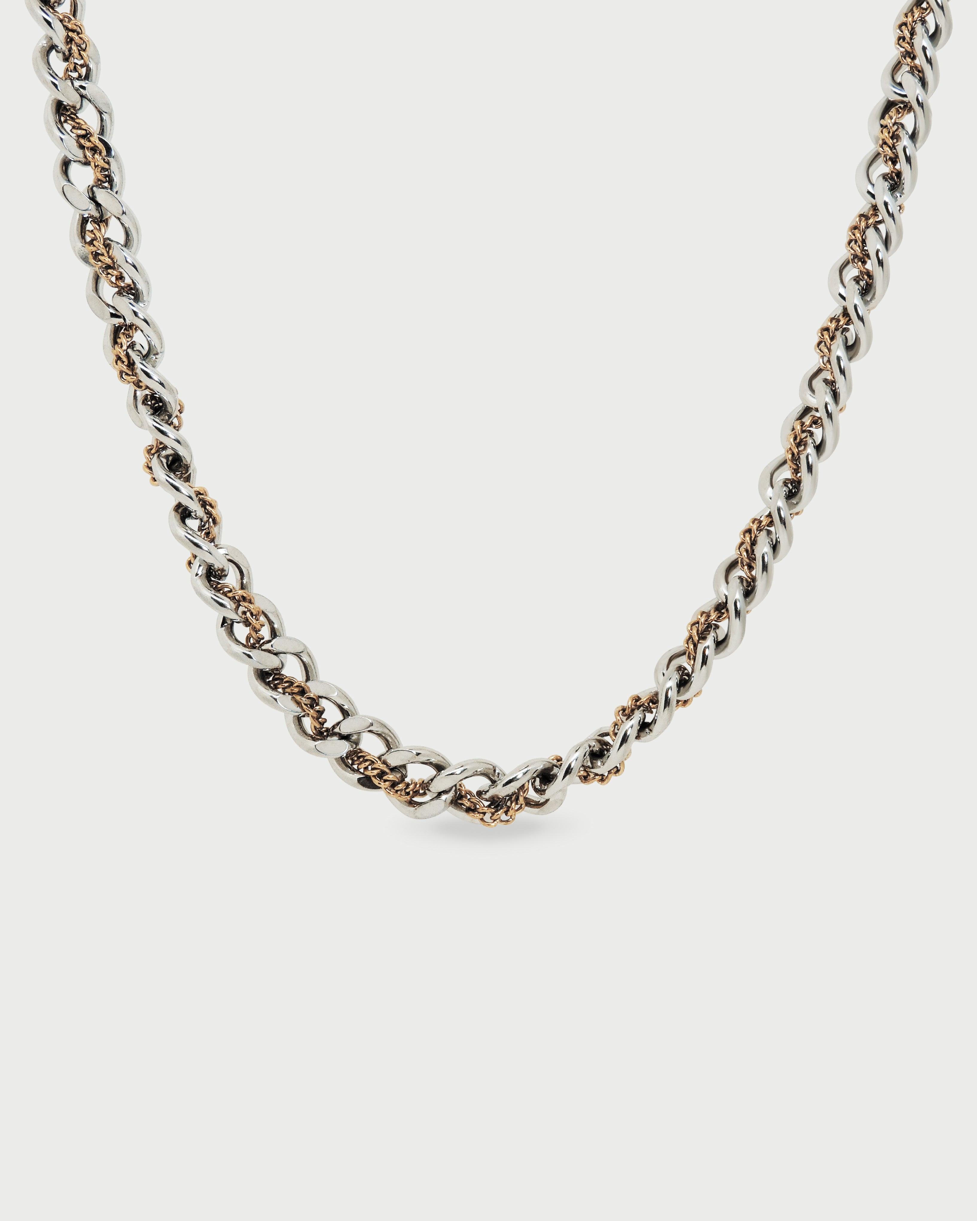 Collar Entrelazado Oro Y Plata - Acero Inoxidable