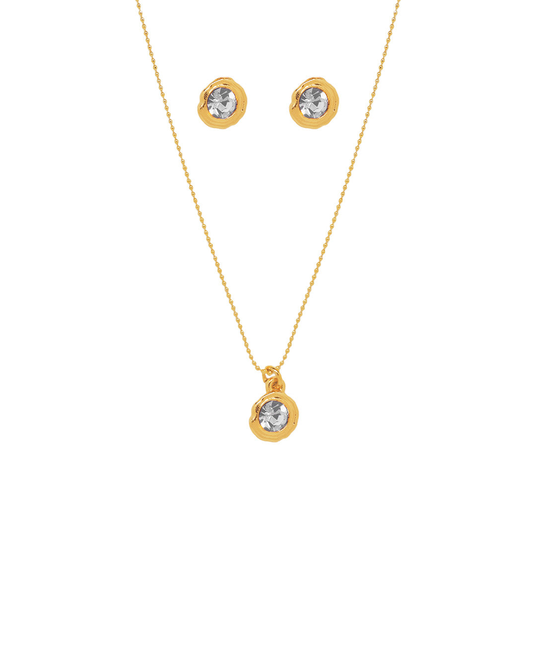 Set de Collar Cristales con dije cristal y par de topos