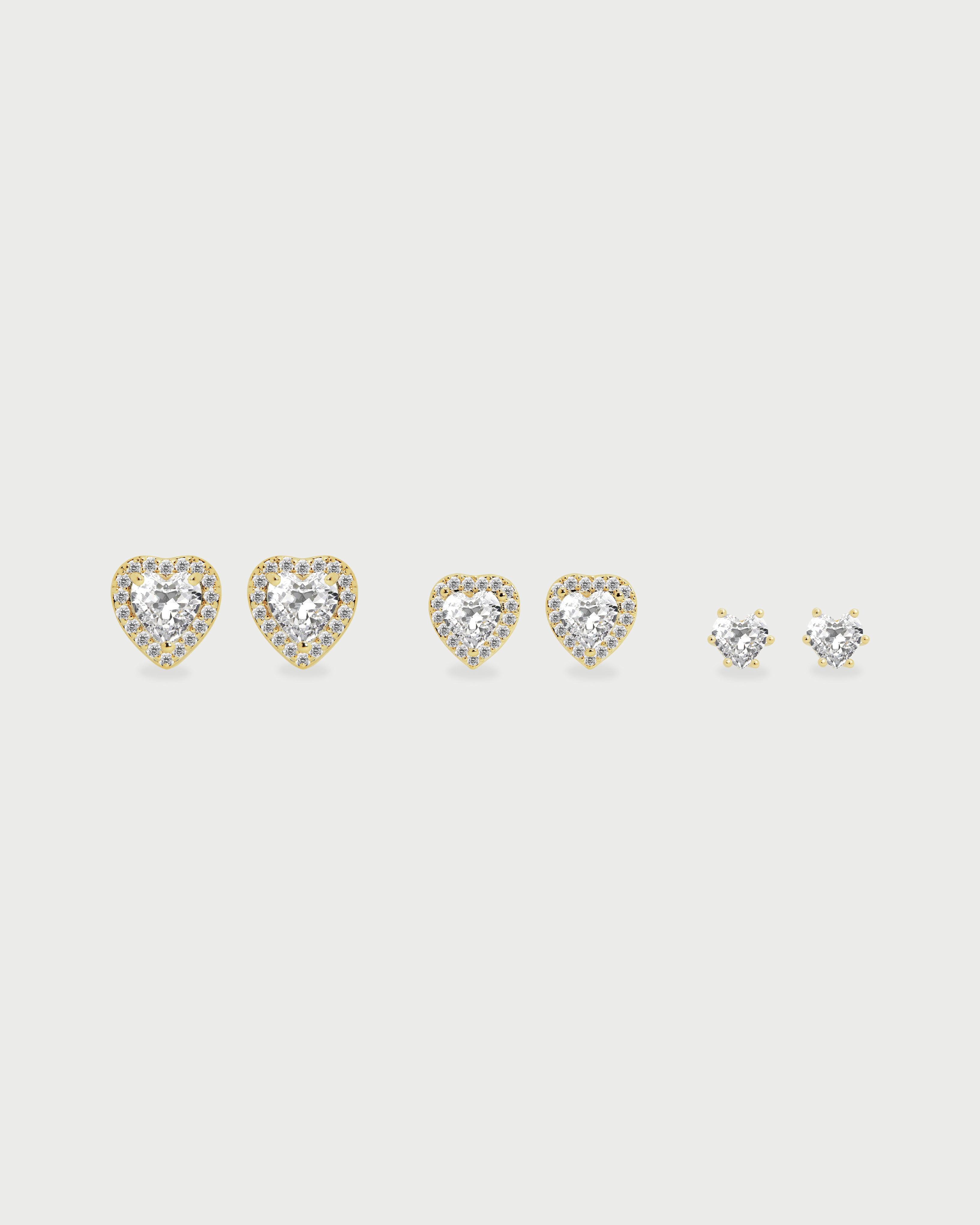 Set X3 Aretes Corazón Cristal