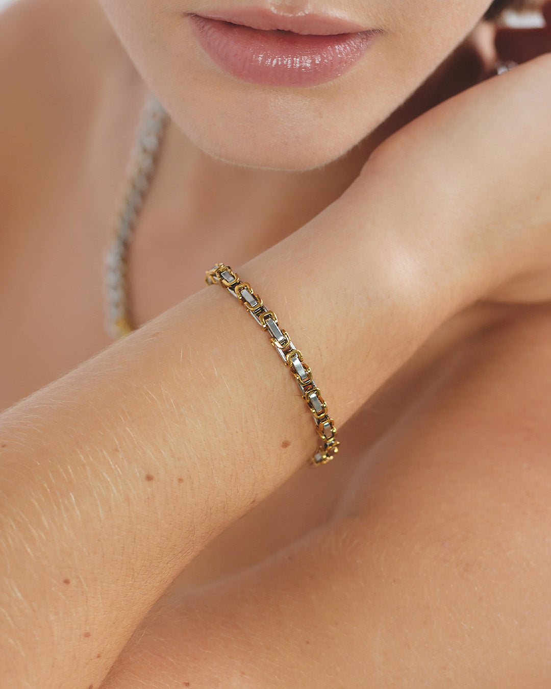 Pulsera Eslabones Oro y Plata - Acero Inoxidable