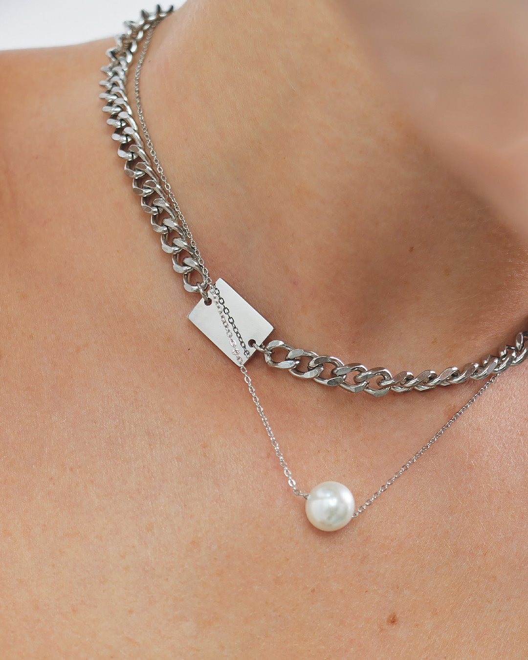 Collar Doble Silver - Acero Inoxidable