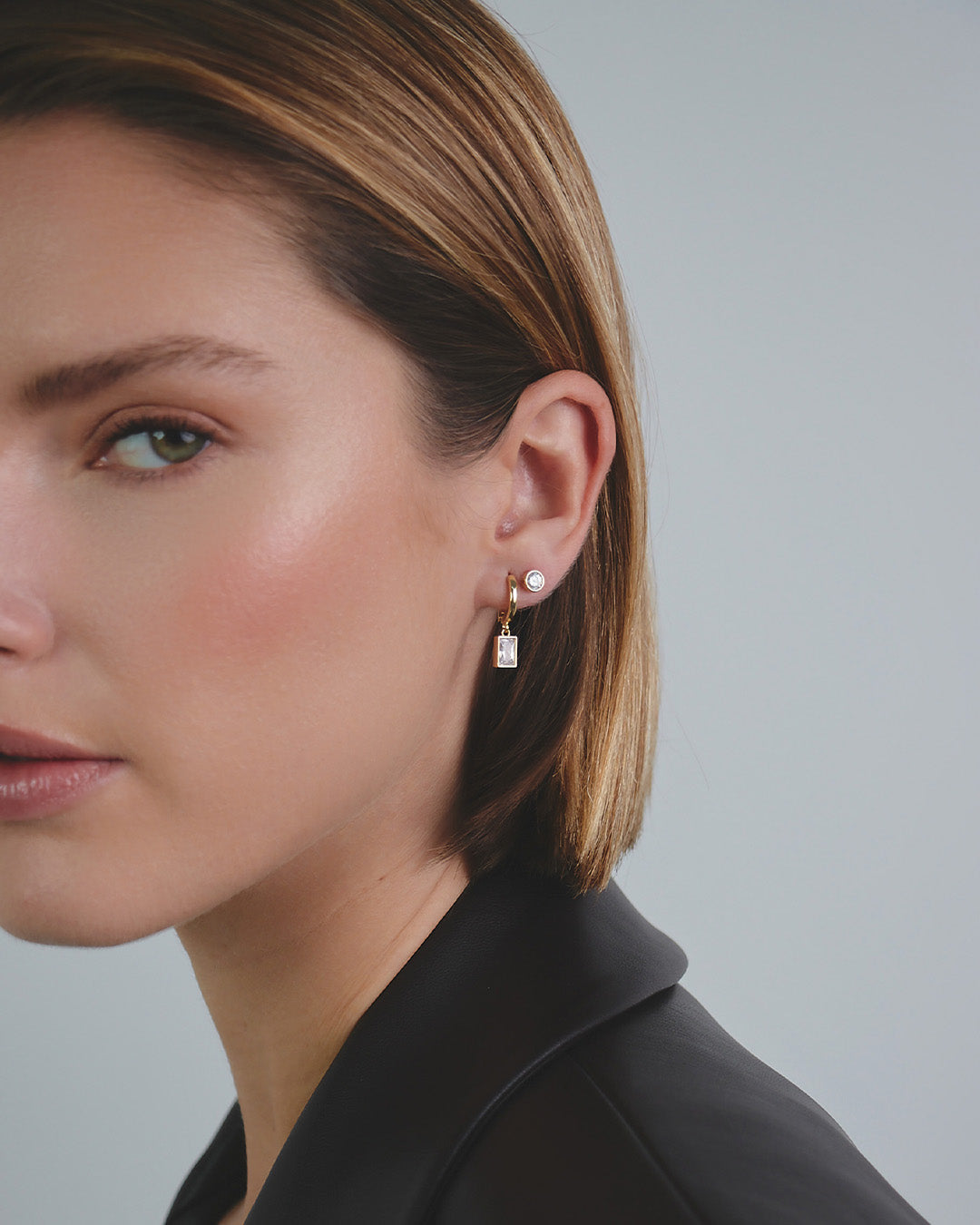 Set de Aretes Solitarios Cristales