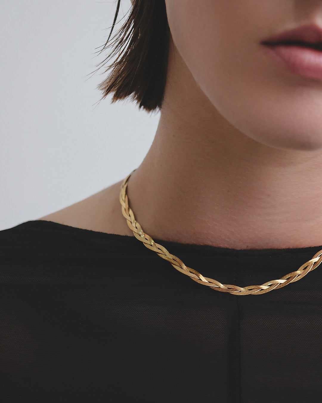 Collar Trenzado Oro - Acero Inoxidable