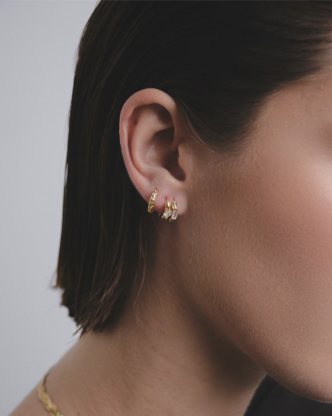 Set X3 Candongas Cristal Rectangular Oro