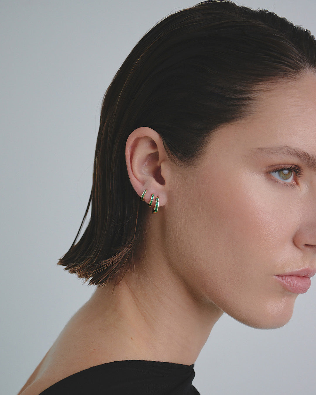 Set X3 Candongas Cristal Esmeralda Oro