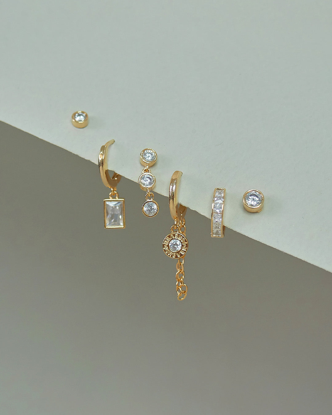 Set de Aretes Solitarios Cristales