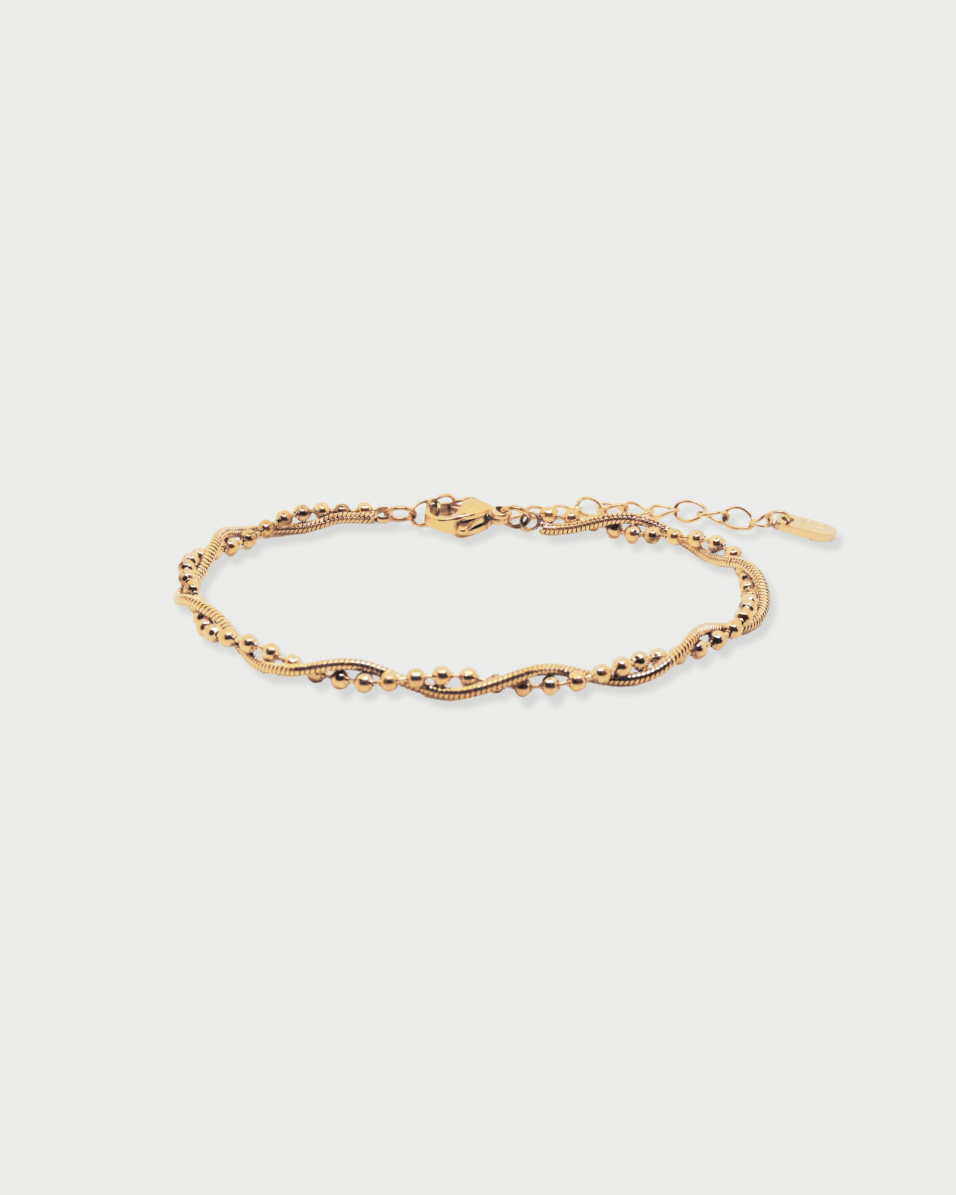 Pulsera Enlazada Balines Oro - Acero Inoxidable